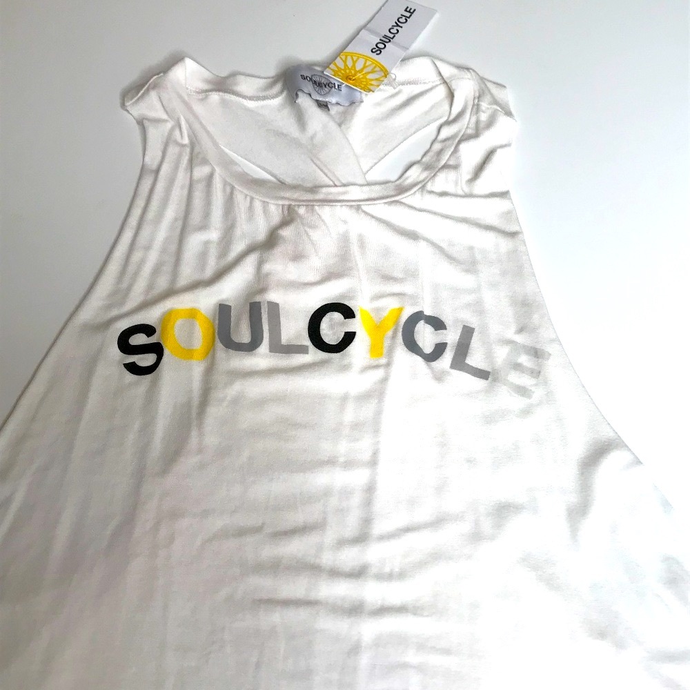 NWT SOULCYCLE Tank Top Sz S/M White CutOff Twist Back